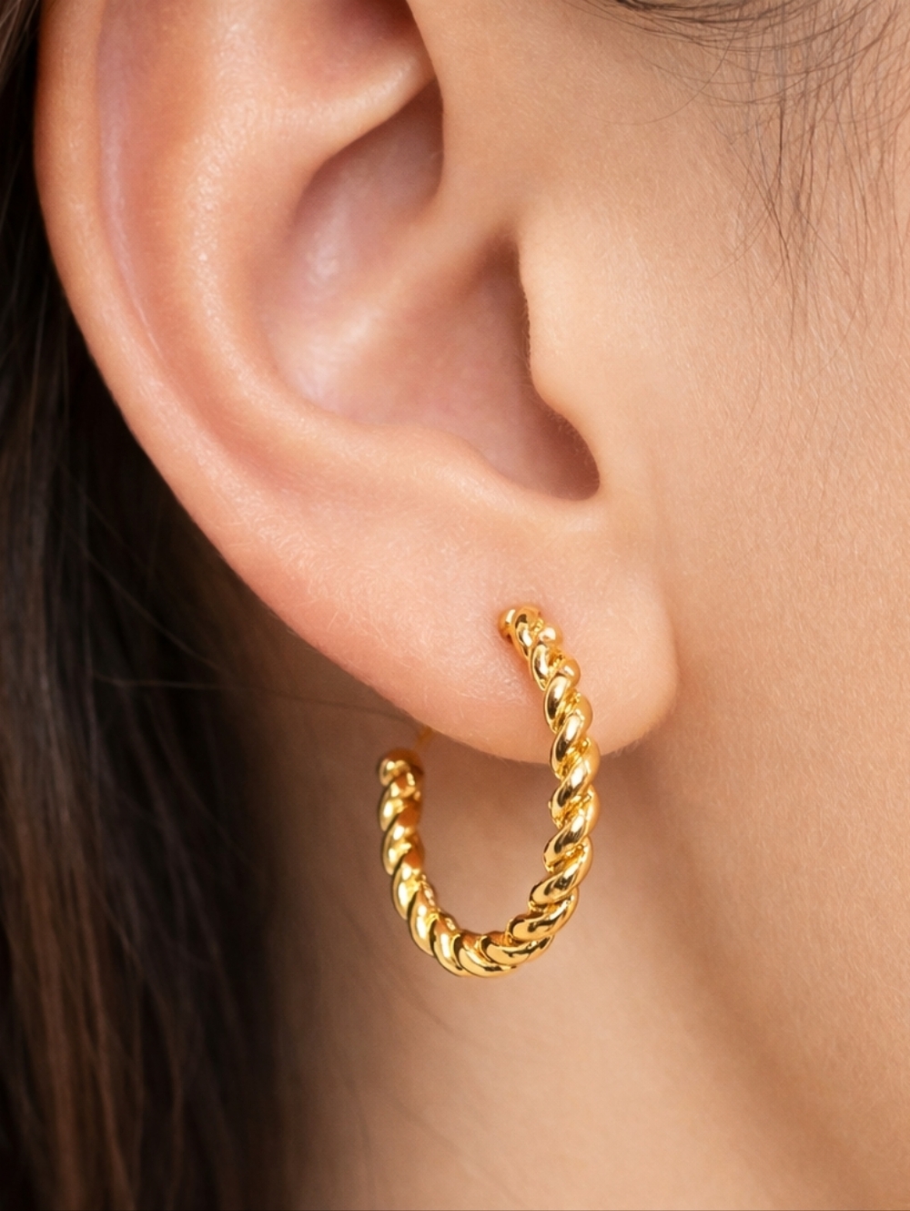 Gold Twisted Rope Open Hoop Earrings – Elegant Women’s Fashion Jewelry - 1.5-in
